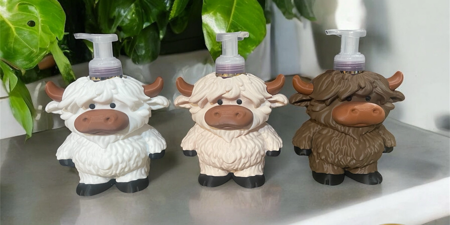 3D printed Highland cow foaming soap holder